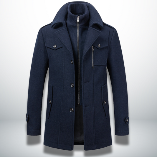 Angelo | Double-Fastening Wool-Look Overcoat