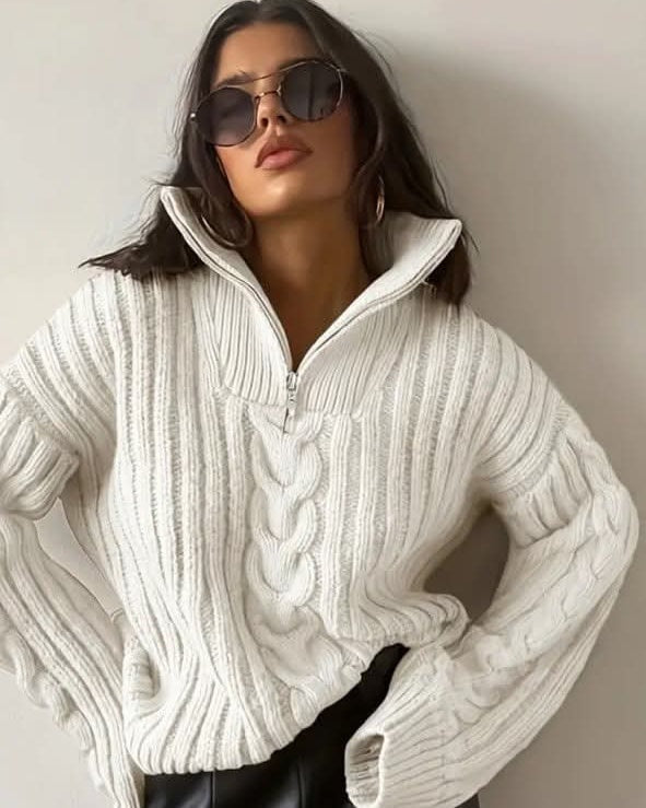Solene | Zip-Neck Funnel Jumper