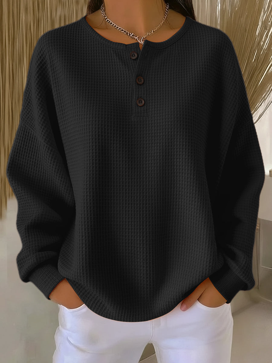 Miranda | Waffle Henley Sweatshirt