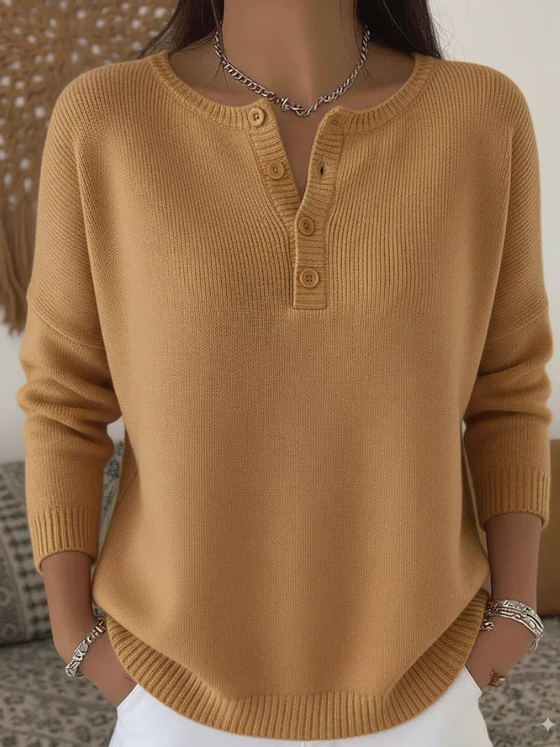 Ernesta | Henley Button Knit Jumper