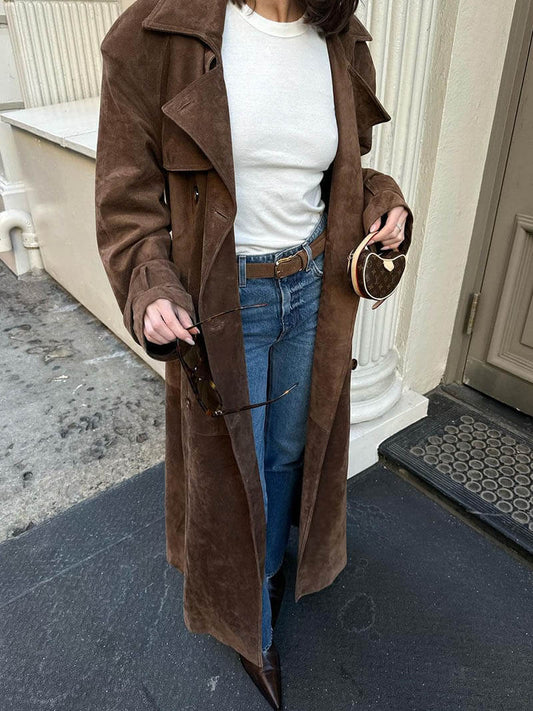 Freja | Long Suede-Look Coat