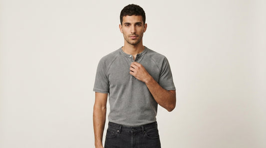 Ellis vintage wash henley in light grey