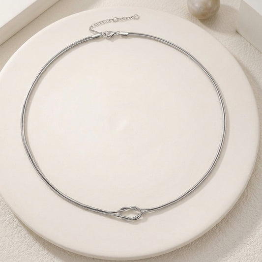 Mira knotted snake chain necklace in silver