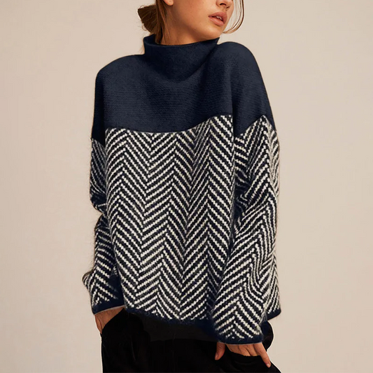 Vivienne | Chevron Roll-Neck Jumper