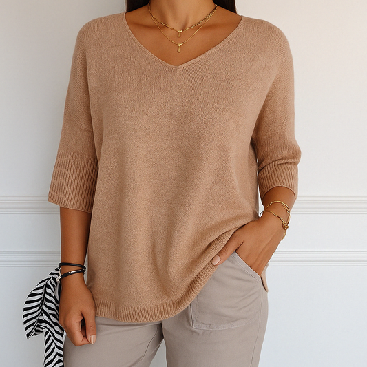 Rosalie | Three-Quarter Sleeve V-Neck Jumper
