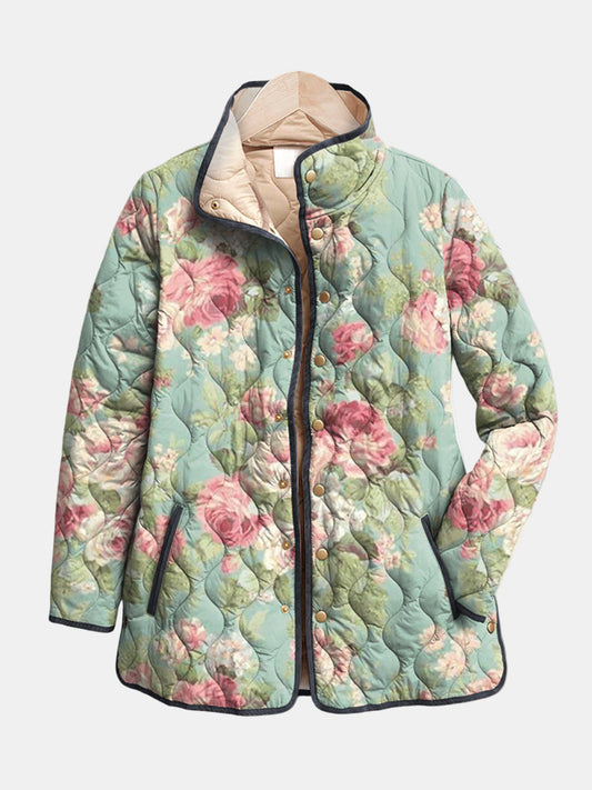Carys | Retro Floral Quilted Jacket