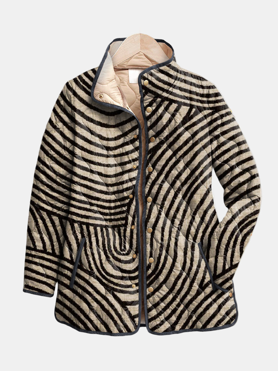 Inaya | Retro Circle Print Quilted Jacket