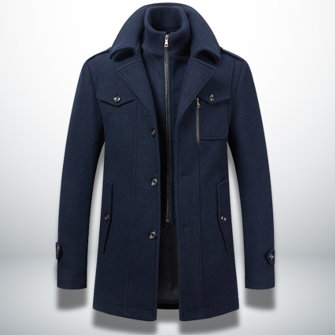 Angelo | Double-Fastening Wool-Look Overcoat