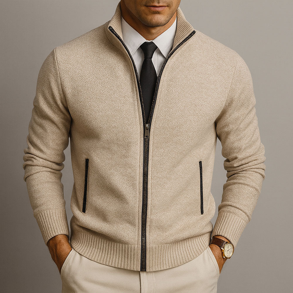 Matteo | Zip-Through Stand-Collar Cardigan