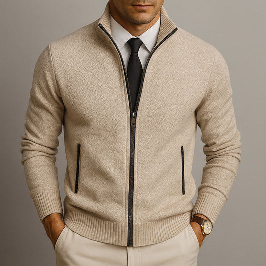 Matteo | Zip-Through Stand-Collar Cardigan