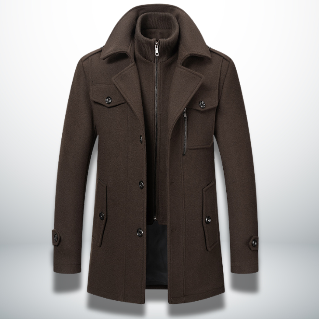 Angelo | Double-Fastening Wool-Look Overcoat