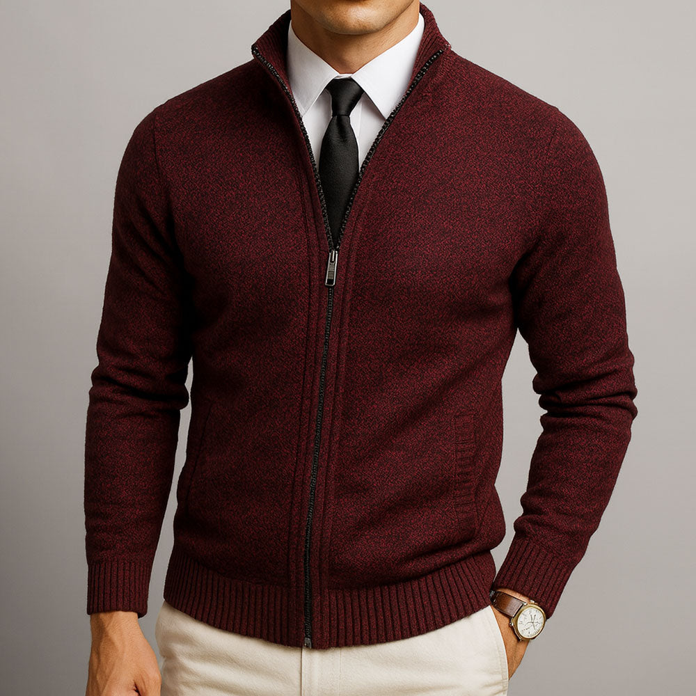 Matteo | Zip-Through Stand-Collar Cardigan