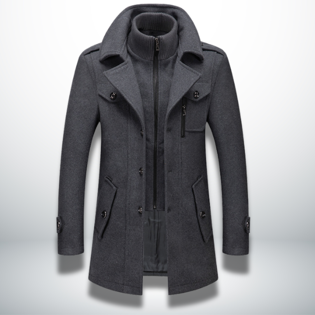 Angelo | Double-Fastening Wool-Look Overcoat