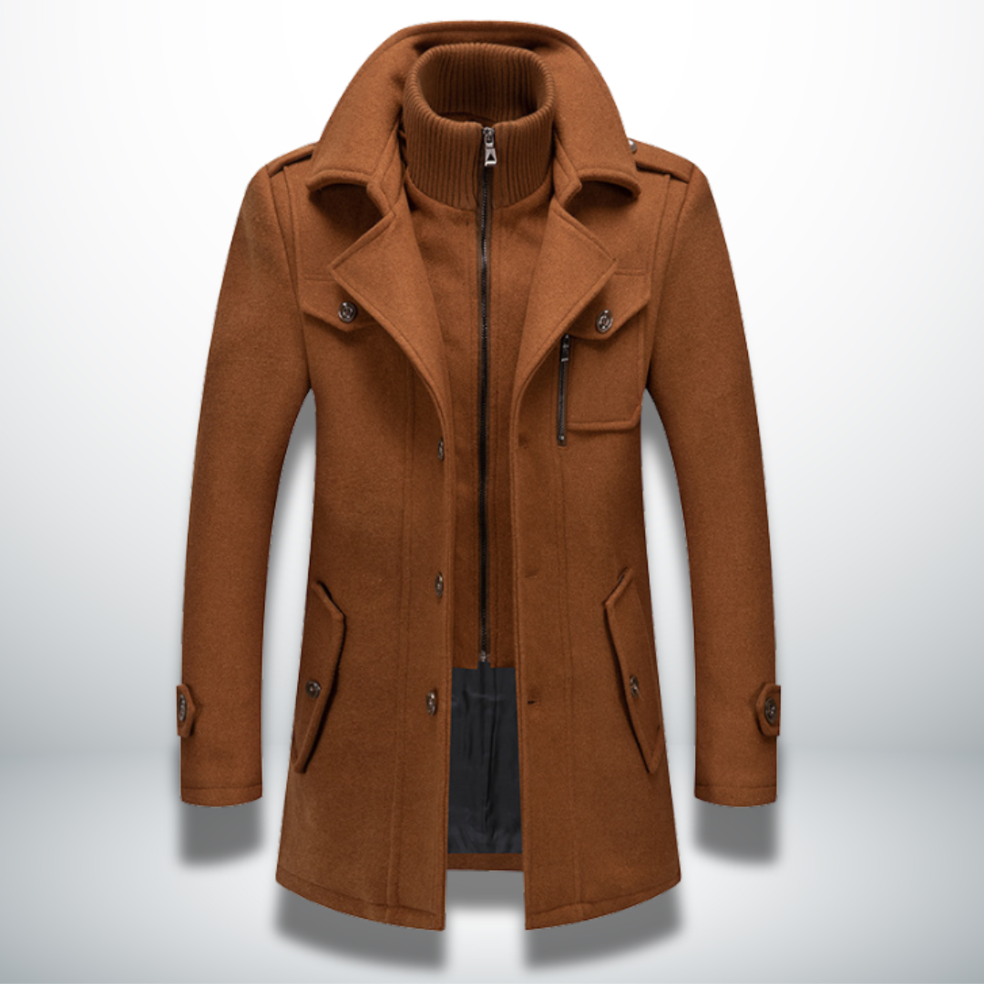 Angelo | Double-Fastening Wool-Look Overcoat
