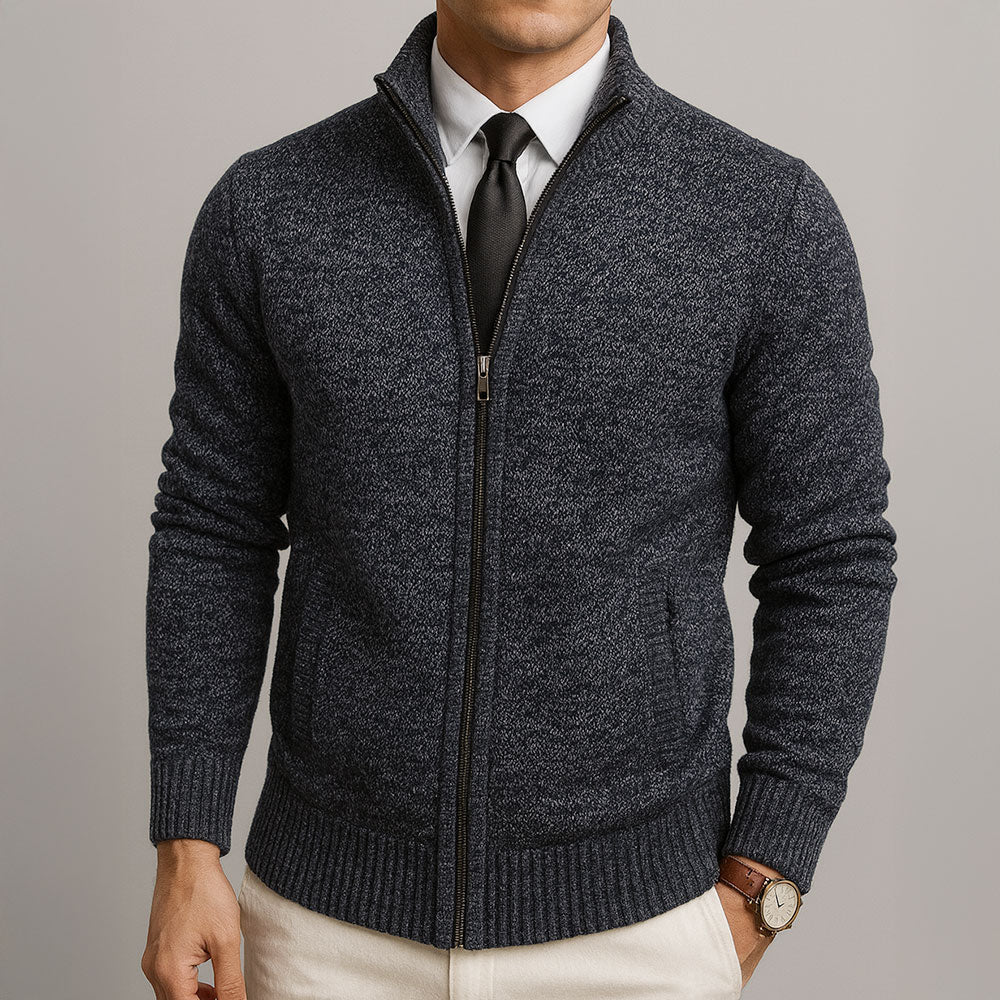 Matteo | Zip-Through Stand-Collar Cardigan