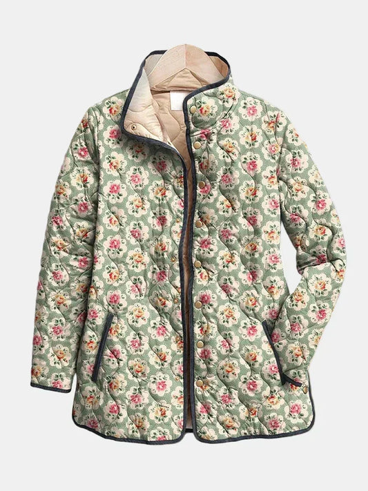 Aveline | Floral Art Print Quilted Jacket