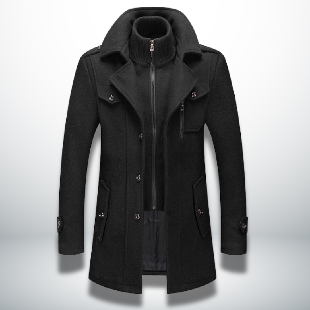 Angelo | Double-Fastening Wool-Look Overcoat