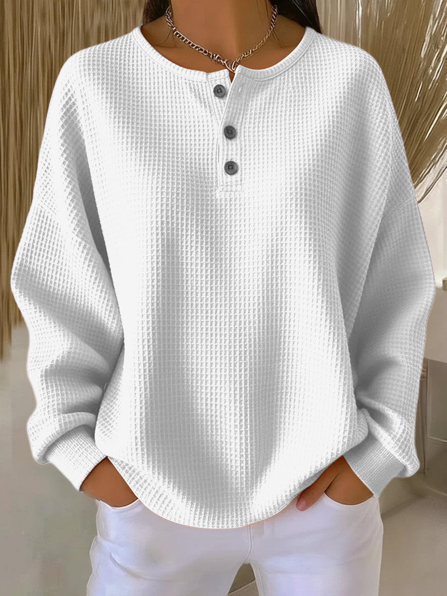 Miranda | Waffle Henley Sweatshirt