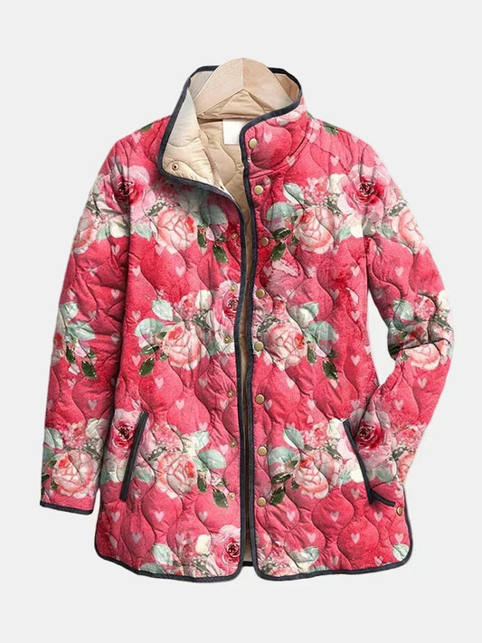 Freya | Pink Floral Quilted Jacket