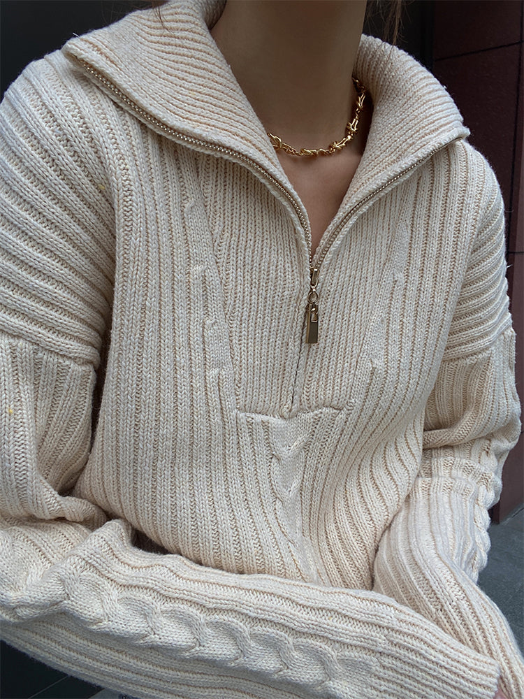Solene | Zip-Neck Funnel Jumper