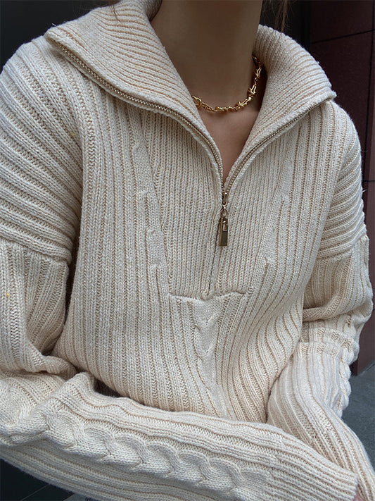Solene | Zip-Neck Funnel Jumper