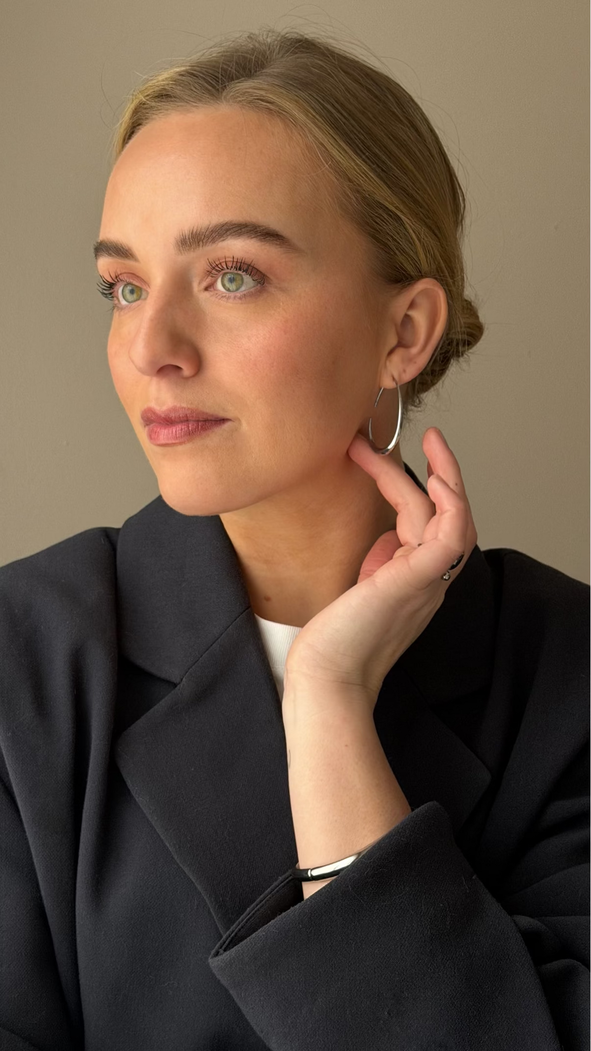 Maia silver hoops worn