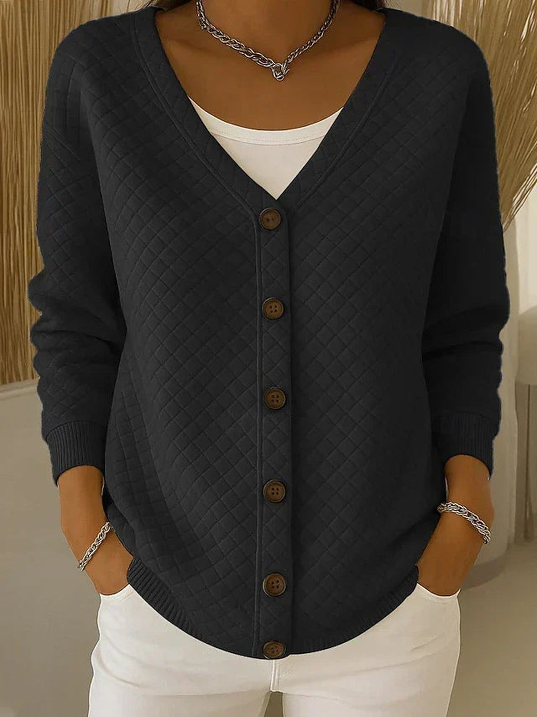 Trane | Quilted Button Cardigan