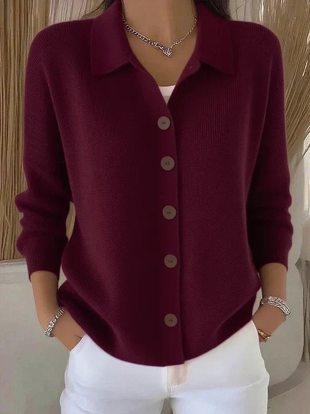 Tryphosa | Collared Button-Front Cardigan