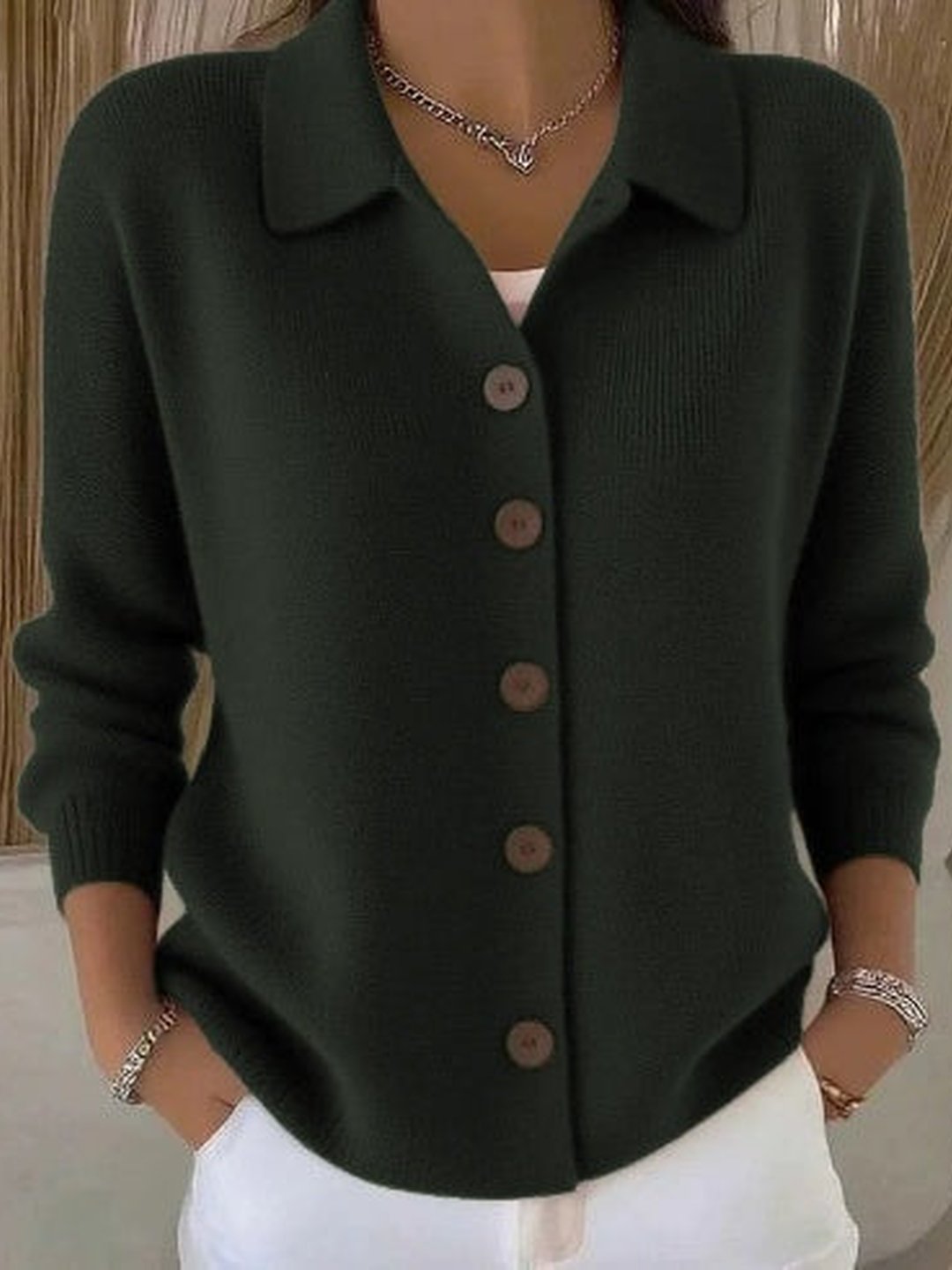 Tryphosa | Collared Button-Front Cardigan