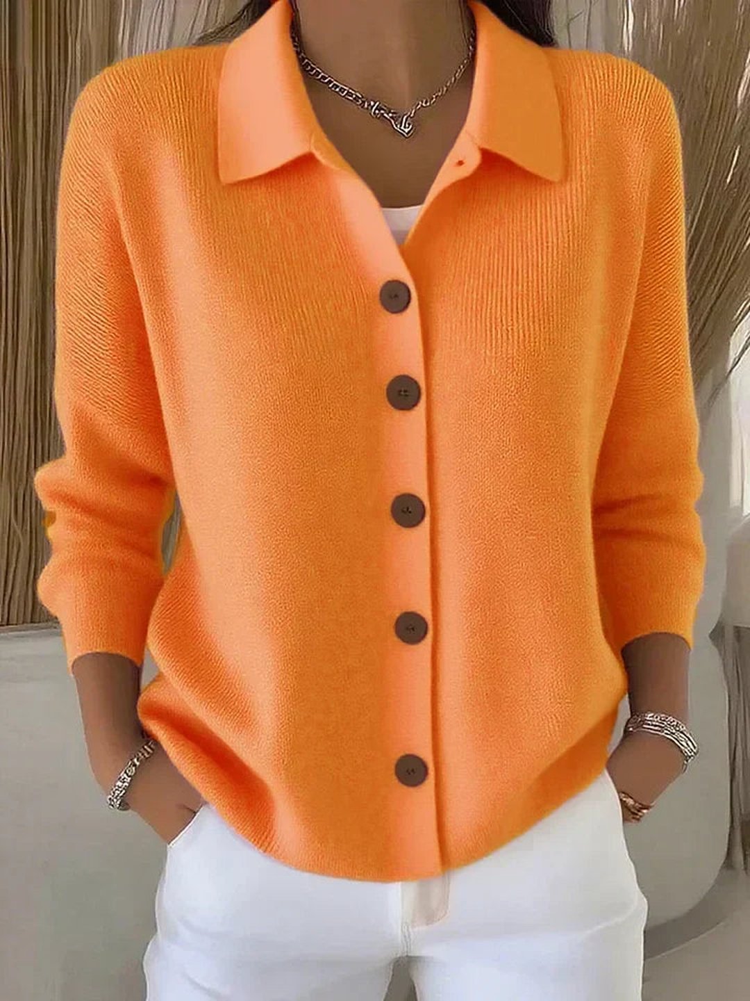 Tryphosa | Collared Button-Front Cardigan