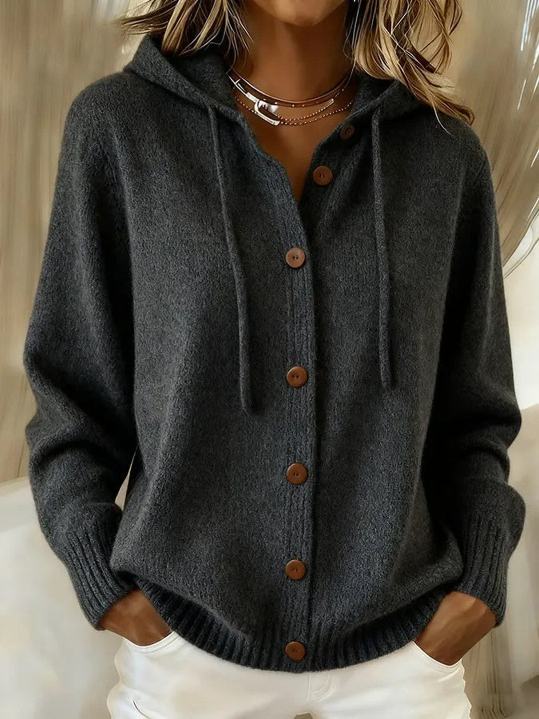 Nesida | Hooded Button Cardigan