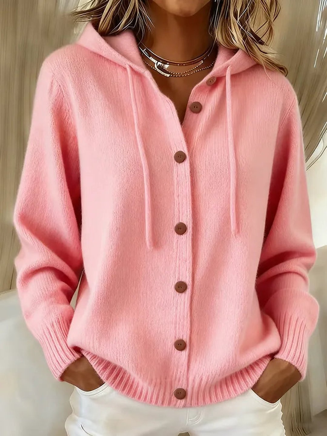 Nesida | Hooded Button Cardigan