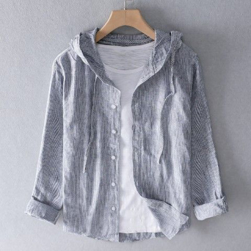 Nomi | Linen Cotton Hooded Shirt