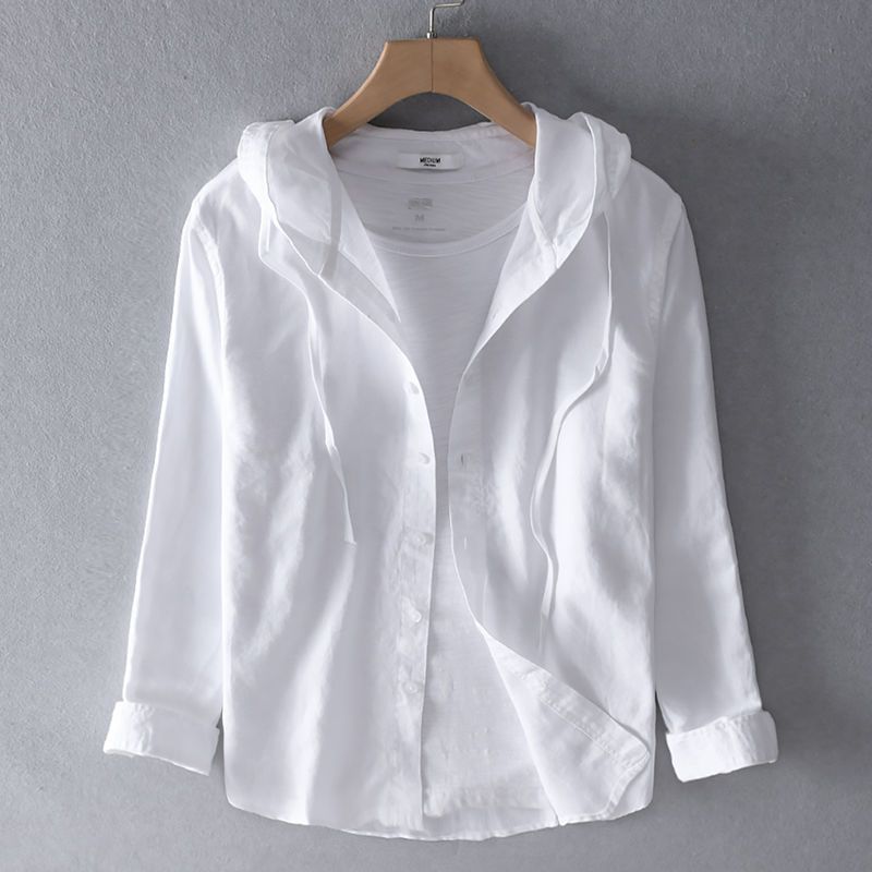 Nomi | Linen Cotton Hooded Shirt