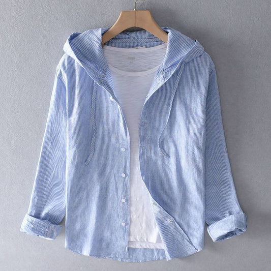 Nomi | Linen Cotton Hooded Shirt