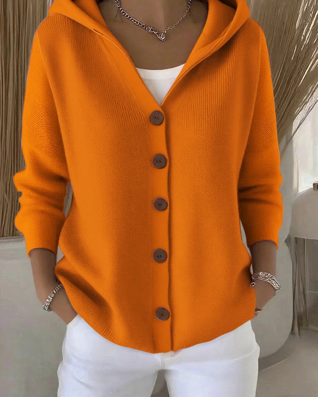Evadne | Hooded Button Cardigan