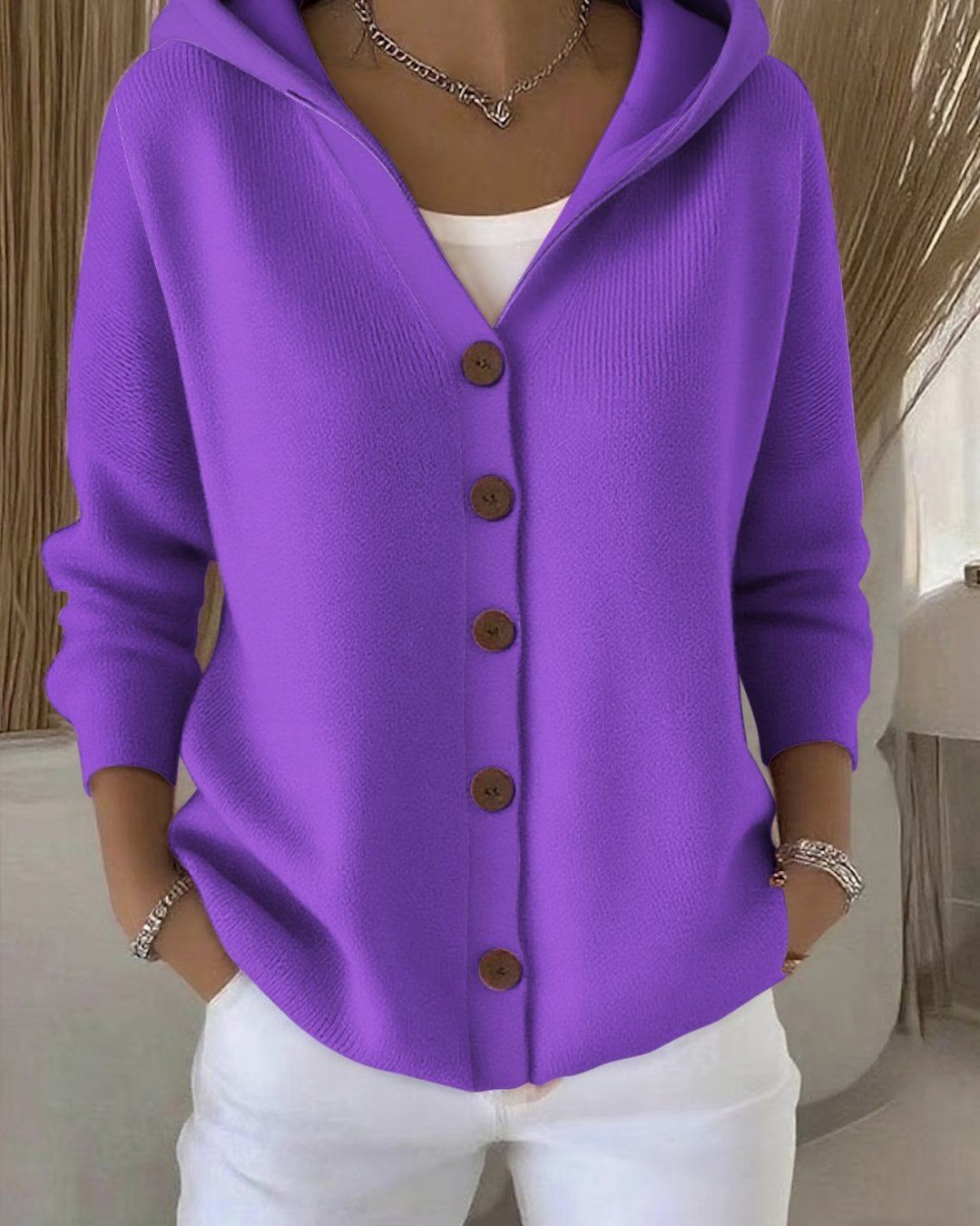 Evadne | Hooded Button Cardigan