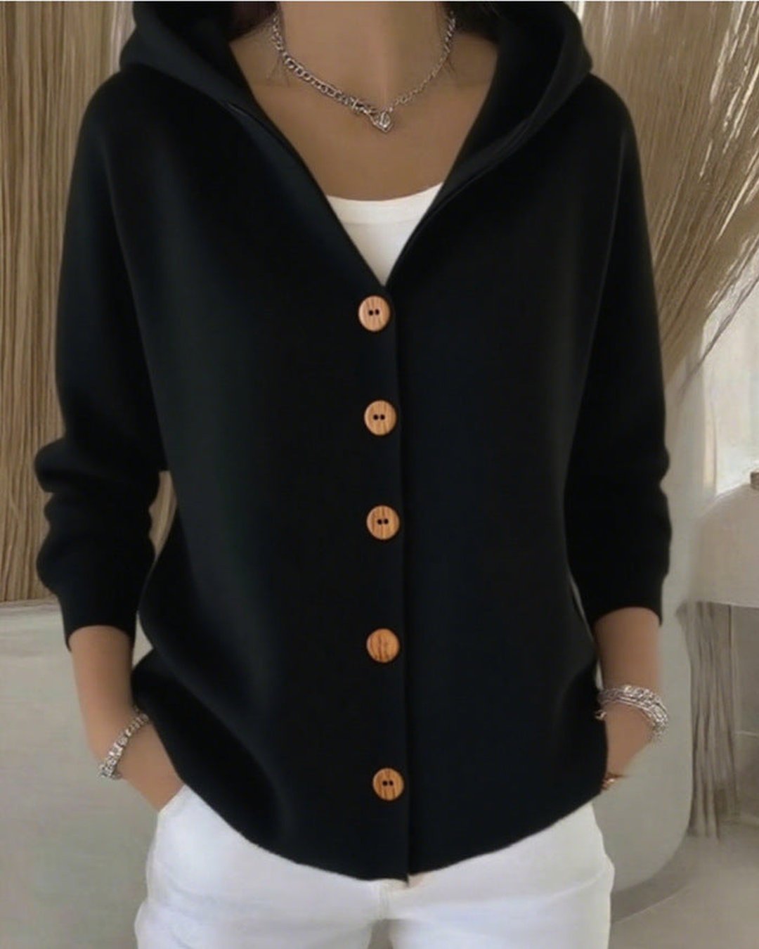 Evadne | Hooded Button Cardigan