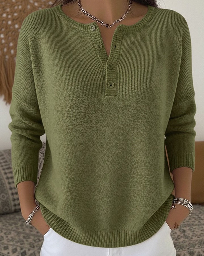 Ernesta | Henley Button Knit Jumper