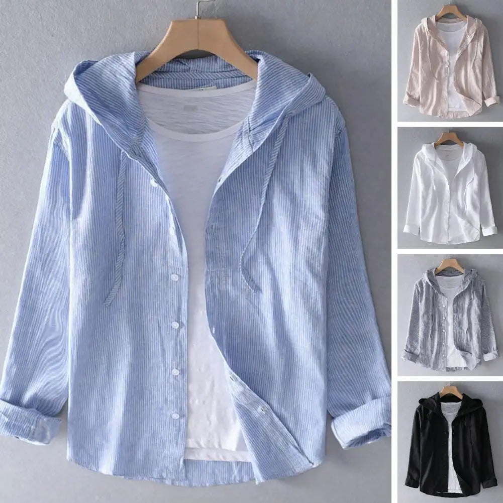 Nomi | Linen Cotton Hooded Shirt