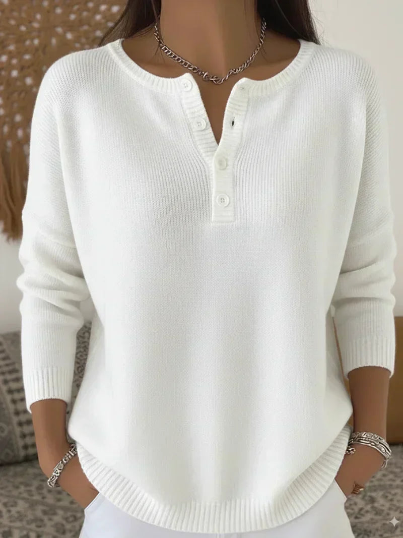 Ernesta | Henley Button Knit Jumper