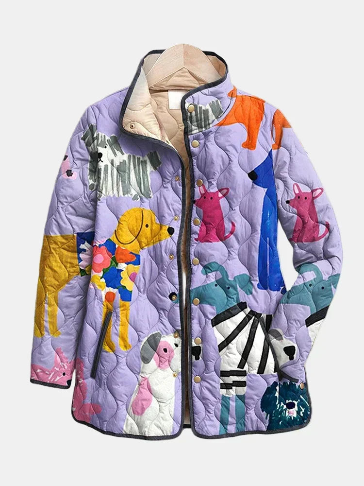 Rhea | Dog Print Quilted Jacket