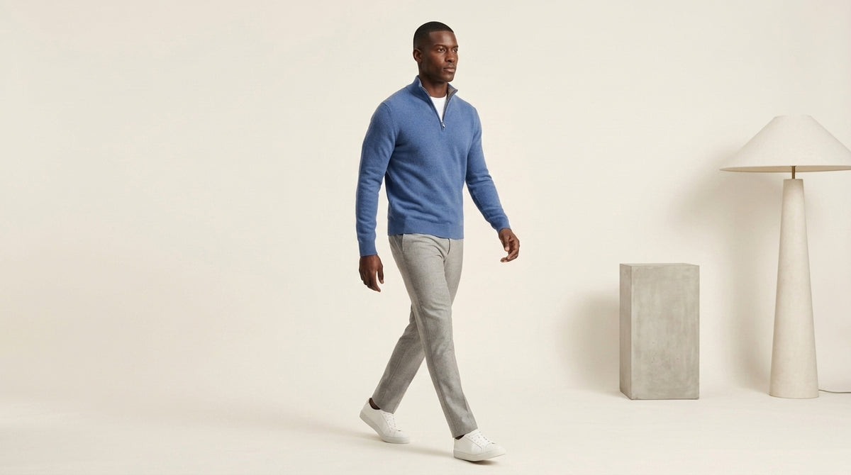 Amalfi zip neck jumper in blue