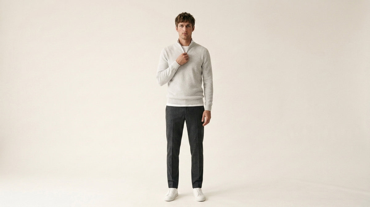 Amalfi zip neck jumper in white