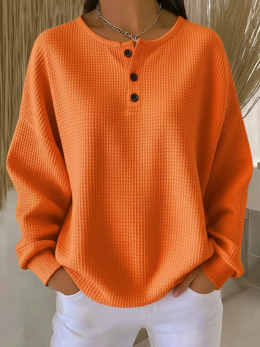 Mirabel | Waffle Henley Sweatshirt