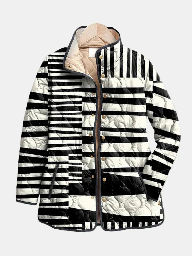 Miren | Monochrome Abstract Quilted Jacket