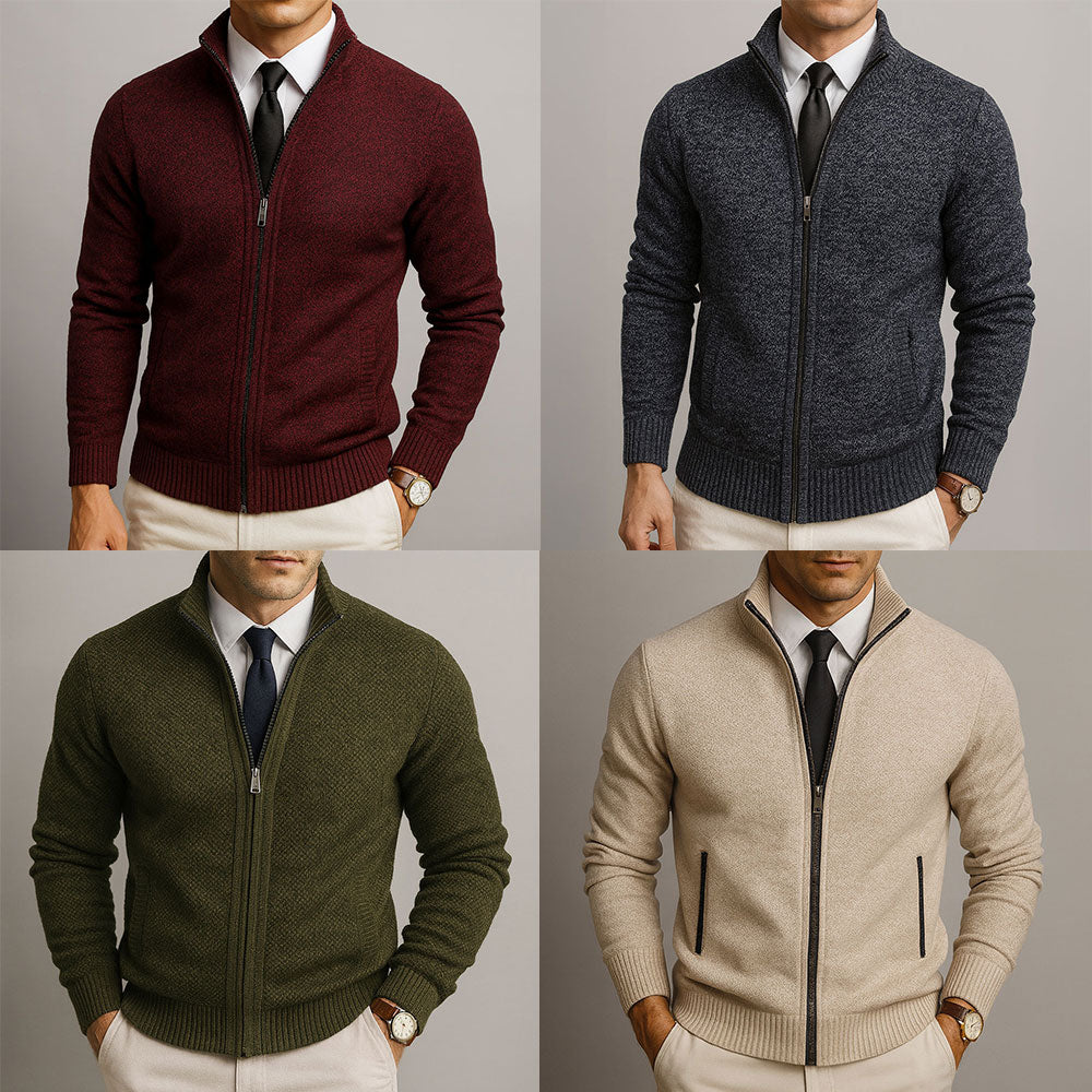 Matteo | Zip-Through Stand-Collar Cardigan