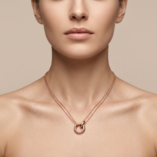 Elise two-tone pendant necklace in rose gold