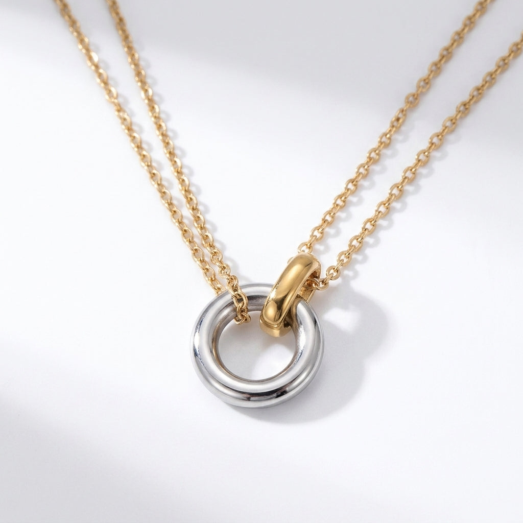 Elise two-tone pendant necklace