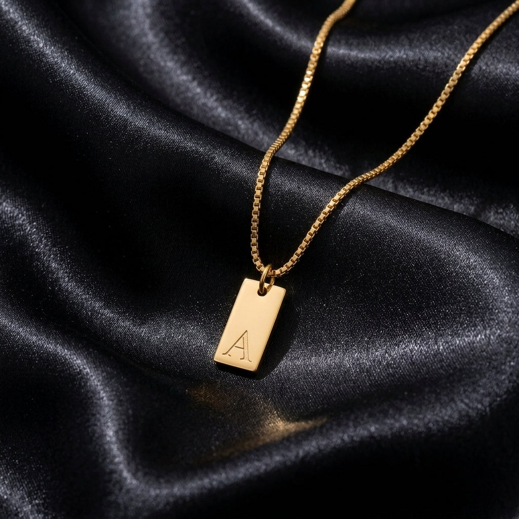 Ivy initial pendant necklace worn